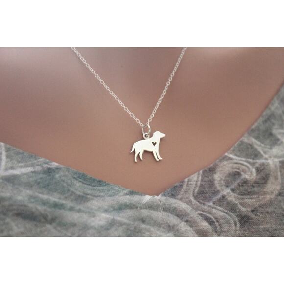Sterling Silver Silhouetted Labrador Retriever Charm Necklace - Picture 1 of 3